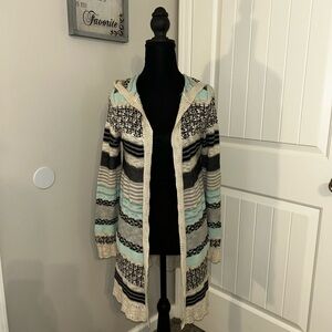 Pink Rose Multicolor Hooded Cardigan